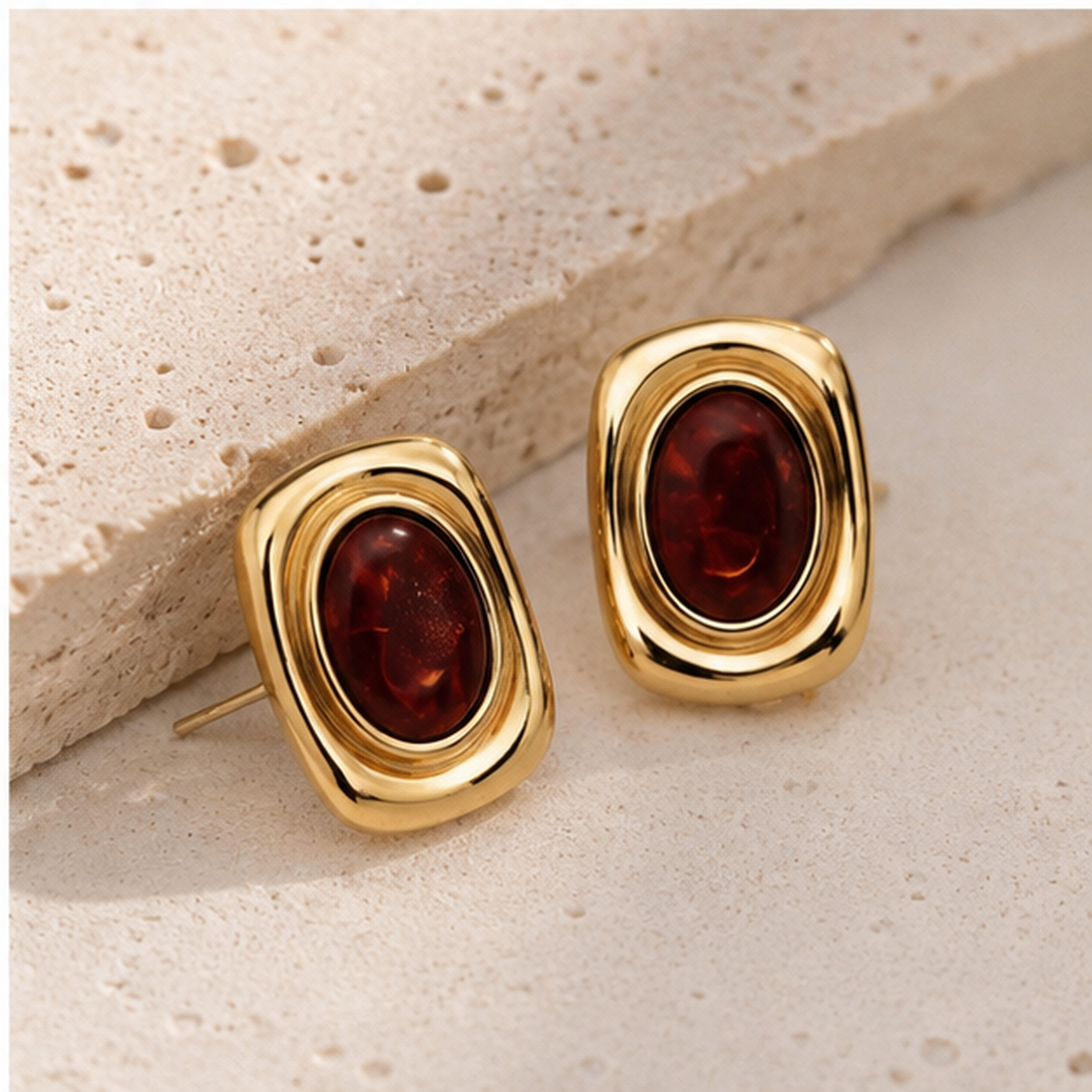 Retro Cat's Eye Stone Stud Earrings